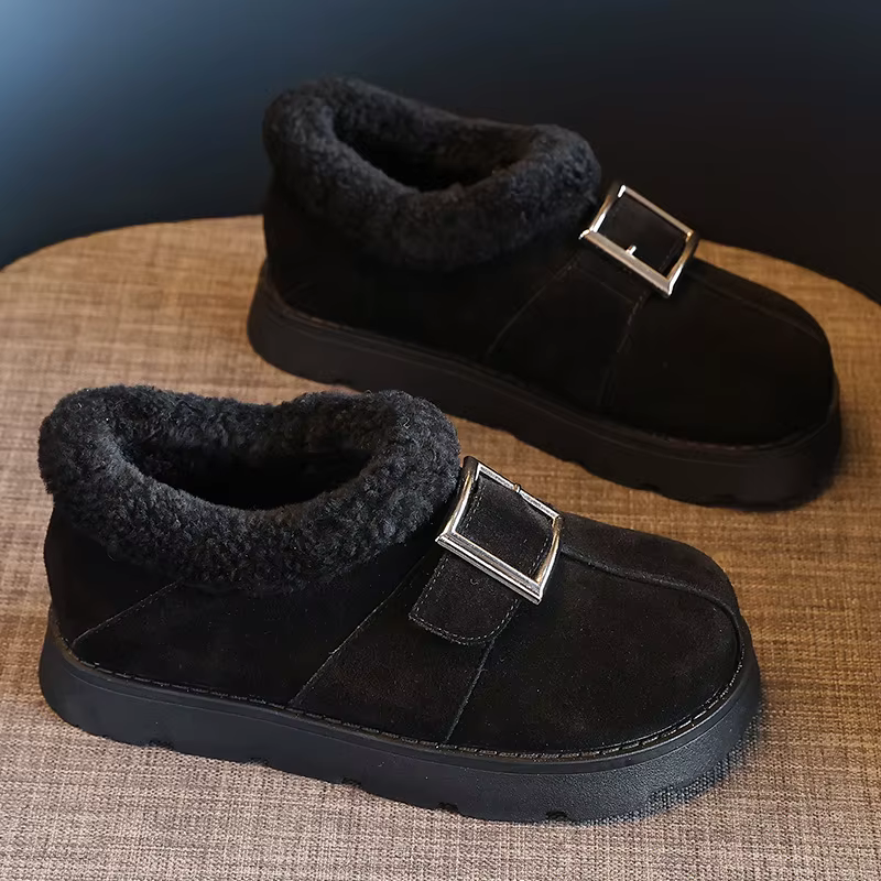2025 chaussures d'hiver femmes bottes en daim chaud en peluche plat antidérapant froid hiver mode dames cheville