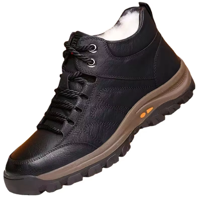 Baskets d'hiver montantes doublées en cuir pour hommes