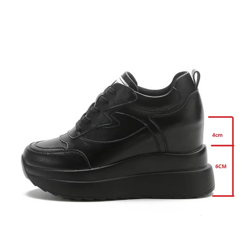 10CM talons chaussures à semelles compensées respirant hauteur augmentée Sneaker femme femmes plate-forme formateurs en cuir véritable automne hiver baskets