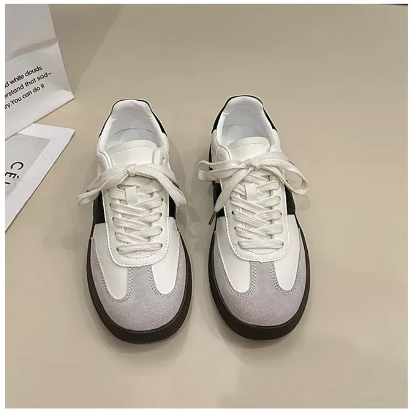 Femmes en cuir en plein air marche baskets décontracté mode sport plate-forme vulcanisé chaussures femme blanc