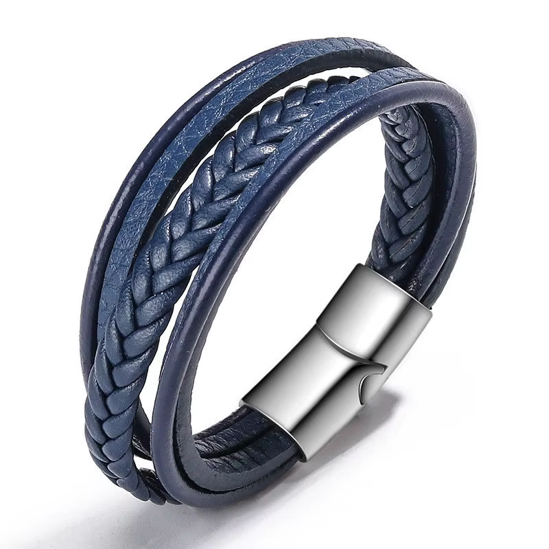 Bracelet en cuir pour hommes nouveaux accessoires corde faite à la main en cuir Style folklorique Bracelet en cuir Bracelet magnétique