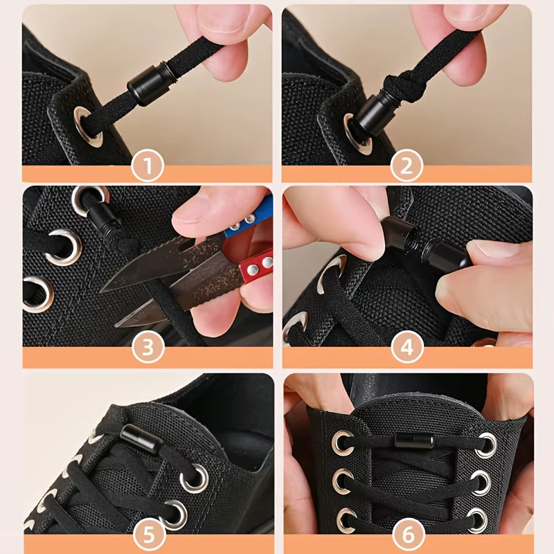 2 paires de lacets élastiques sans nœuds