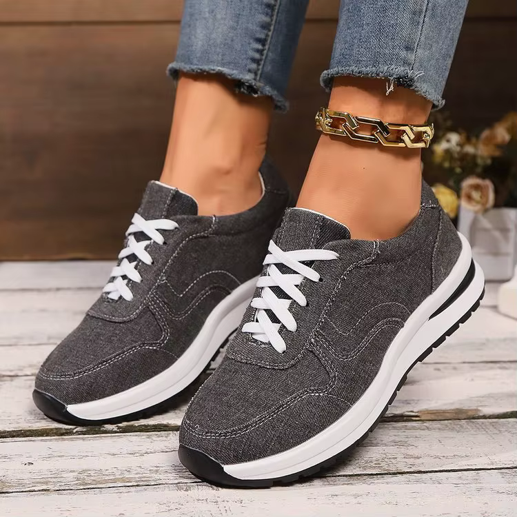 Baskets femme bleu Denim chaussures décontractées en plein air à lacets