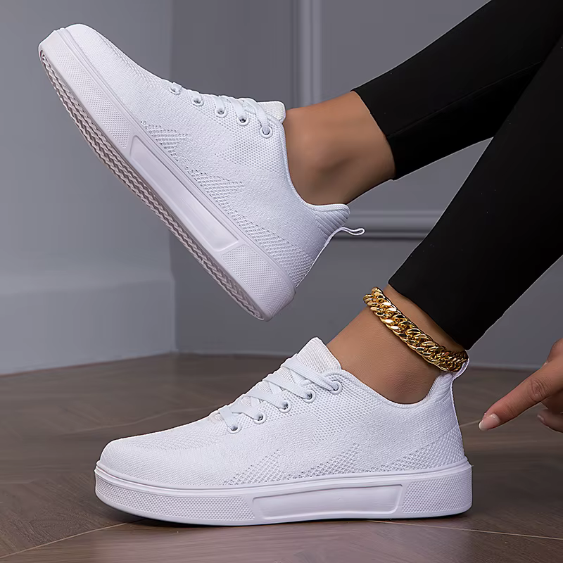 Moipheng noir baskets femmes décontracté maille à lacets Sport chaussures plates filles respirant blanc grosses