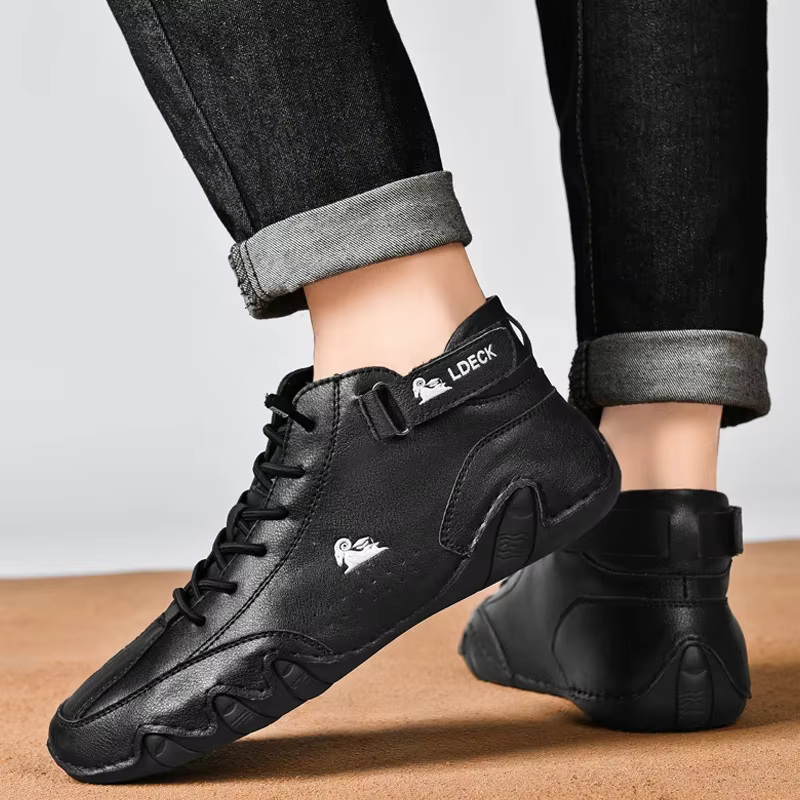 Bottes de moto en cuir pour hommes