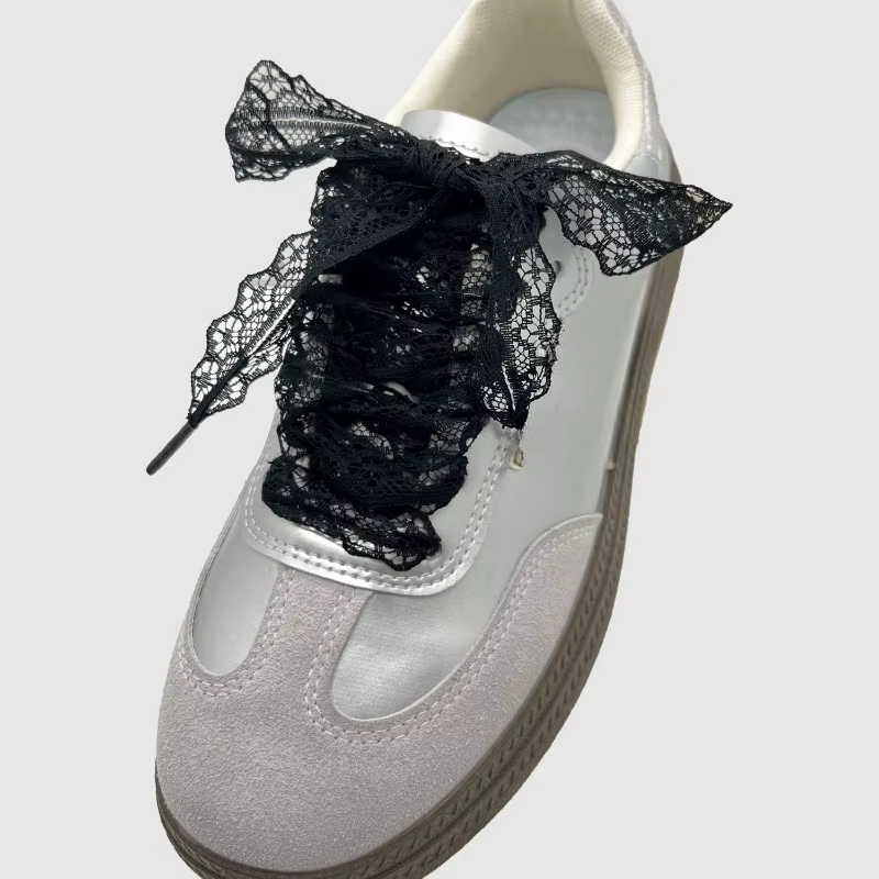 1 paire de lacets plats fantaisie en dentelle pour baskets