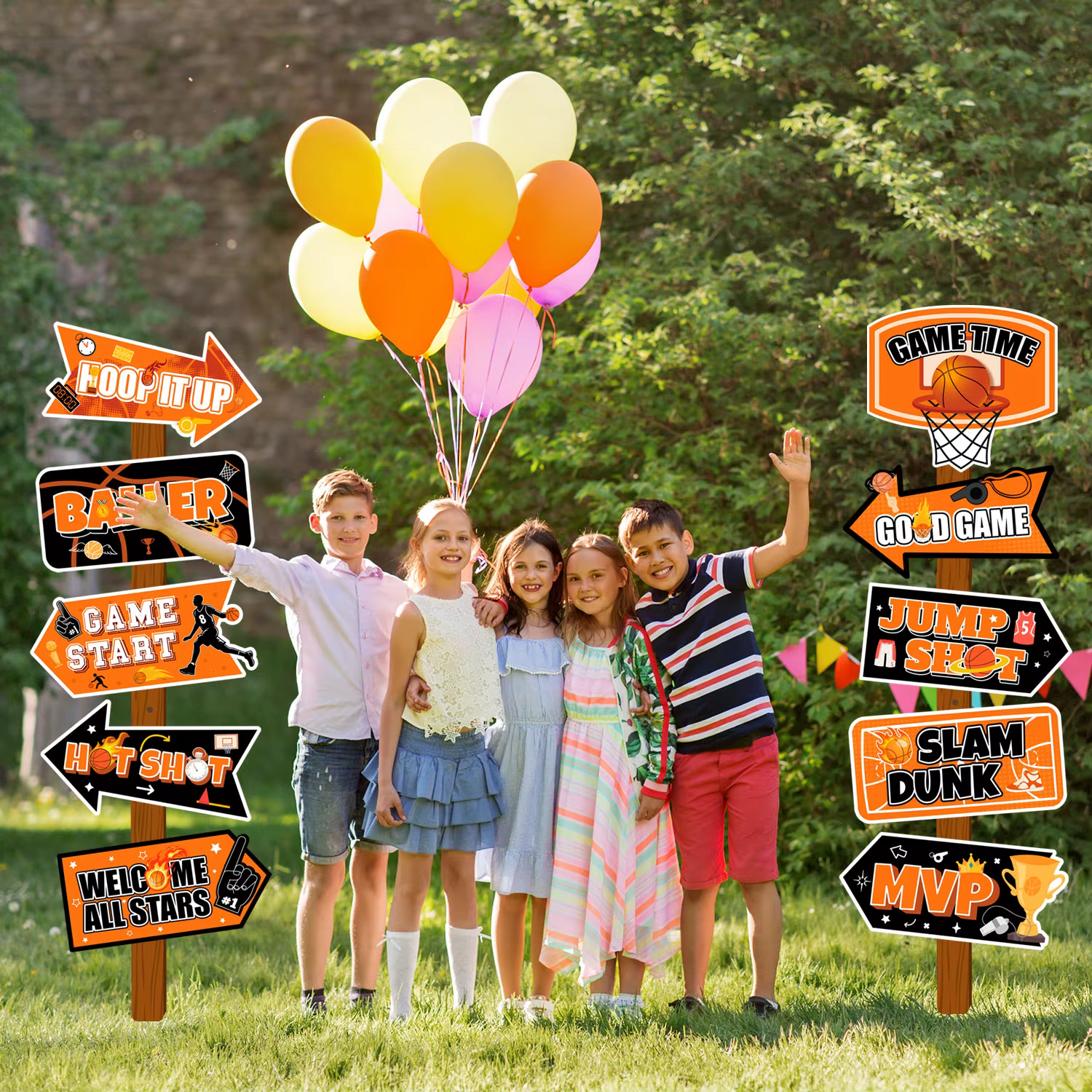 20 Panneaux de Décoration pour Fête de Basketball, Décorations de Jardin pour Fête de Basketball, Panneaux de Décoration pour Fête de Basketball