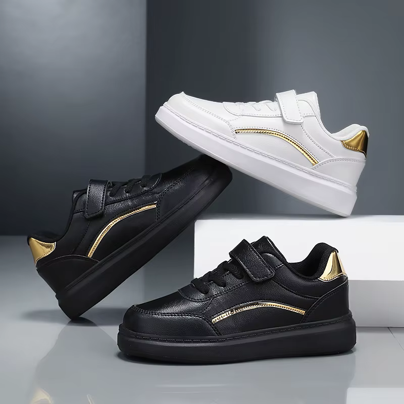 Baskets blanches en cuir PU pour enfants