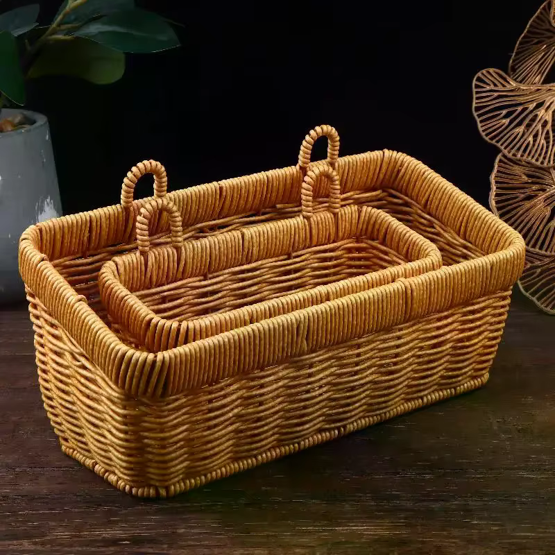 Panier de rangement de cuisine avec poignée, joli panier tissé mural suspendu Kawaii, panier de rangement suspendu, organisateur d'articles divers de cuisine
