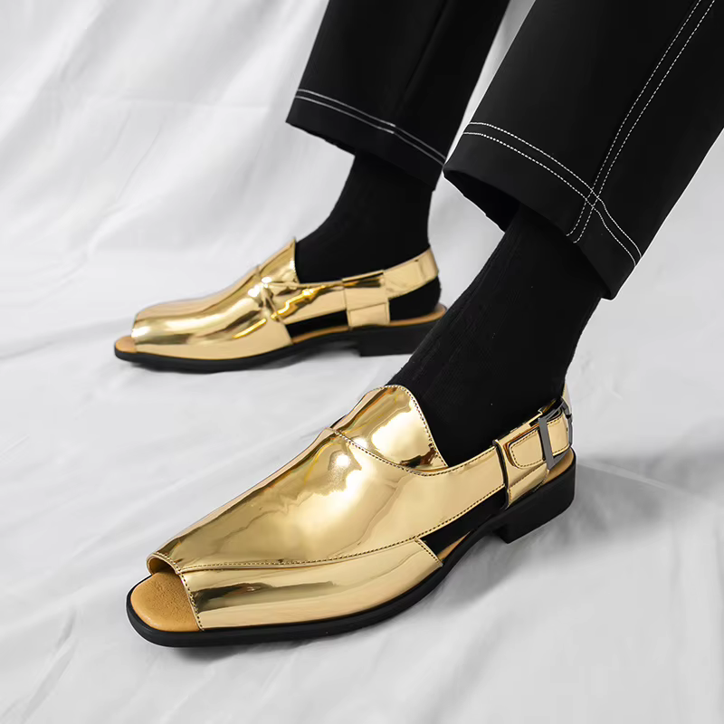 Sandales dorées de luxe pour hommes