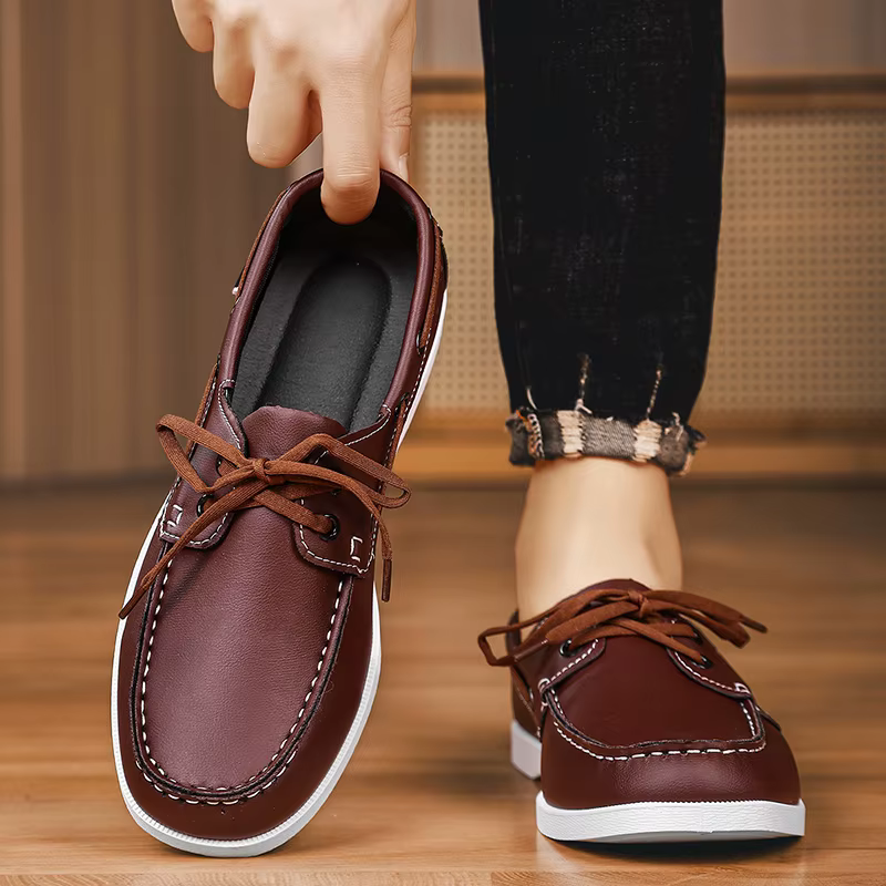 Hommes mocassins Design bateau chaussures en cuir PU de haute qualité confortable sans lacet doux plat polyvalent à la