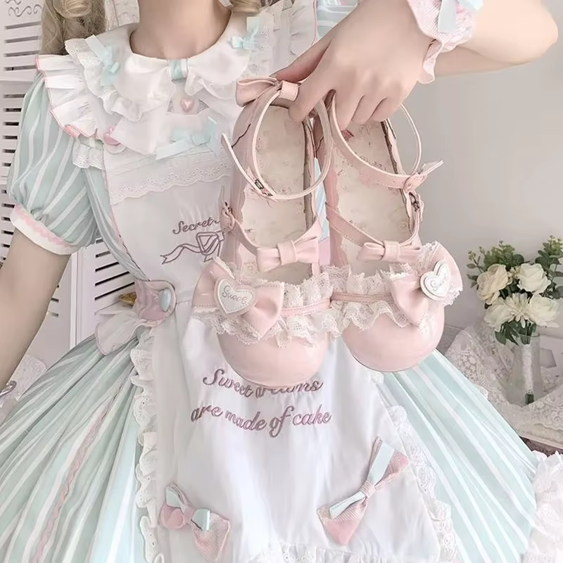 Doux Lolita Mary Jane chaussures bout rond talon confort