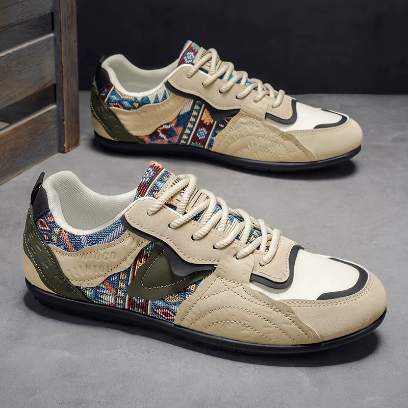 Baskets décontractées rétro pour hommes - Chaussures de marche à lacets à motif ethnique LOEIKAN