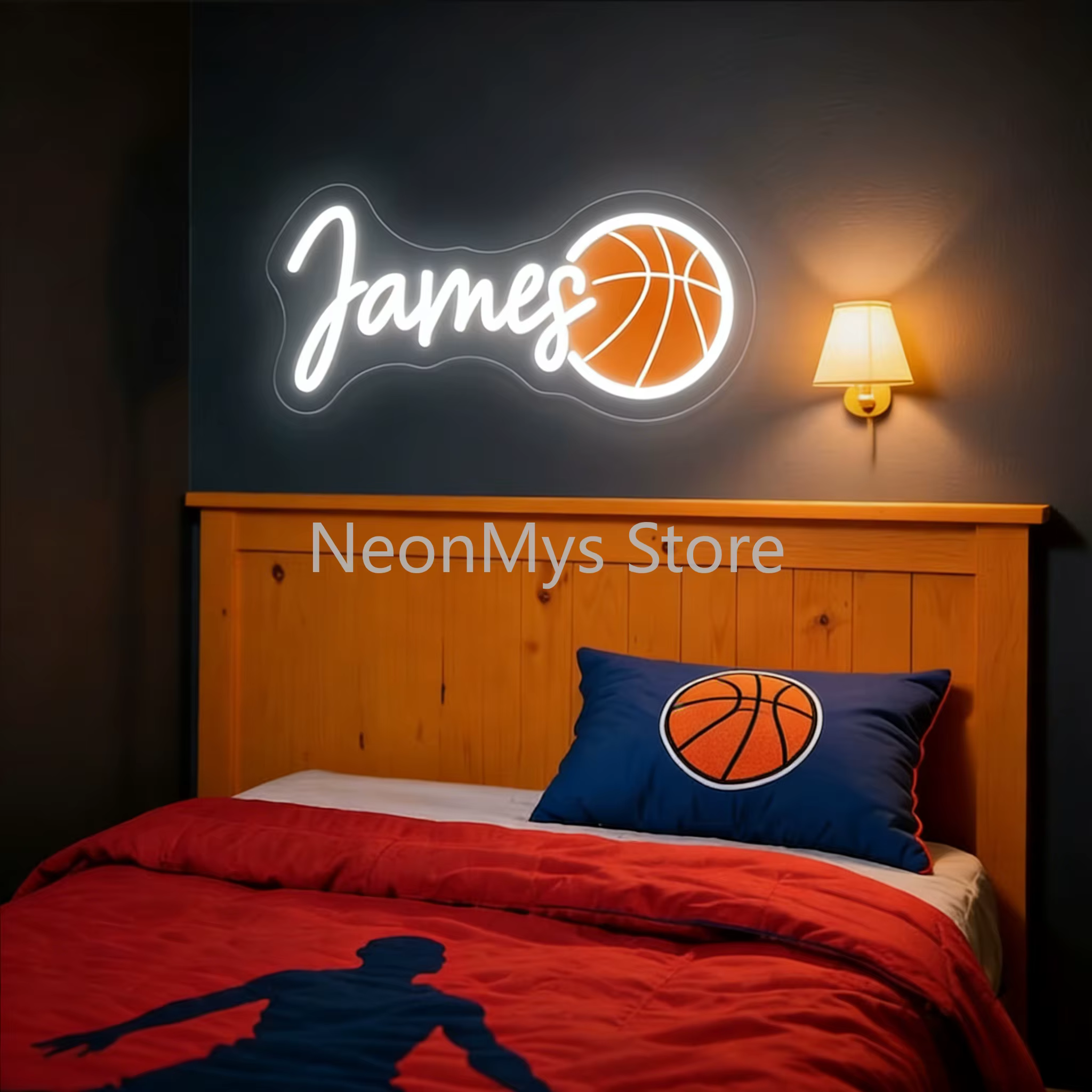 Enseigne au néon personnalisée avec nom de balle de sport, impression UV, basket-ball, Football, décoration murale de chambre à coucher, cadeau personnalisé pour enfants