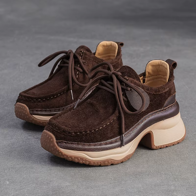 AIYUQI baskets pour femmes chaussures en cuir véritable à semelles épaisses