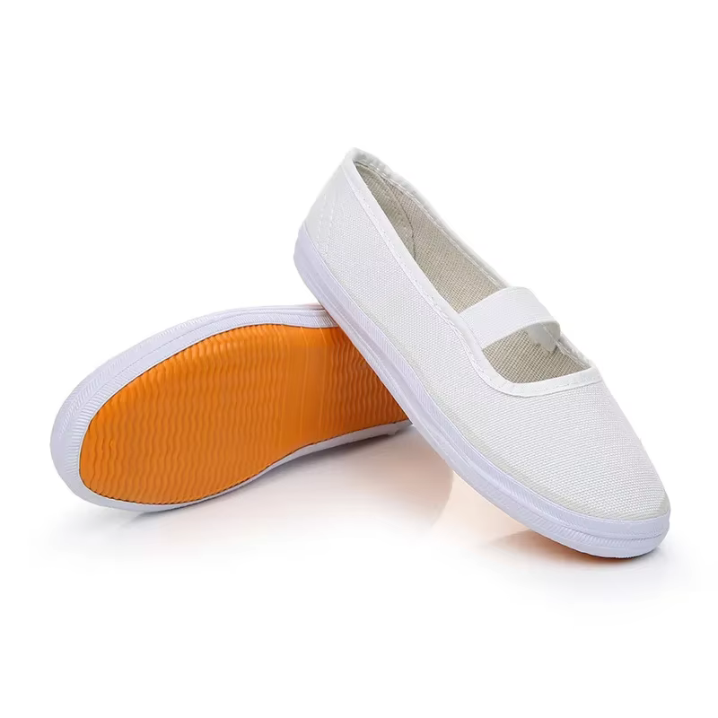 Chaussures de danse et de spectacle en toile blanches pour enfants
