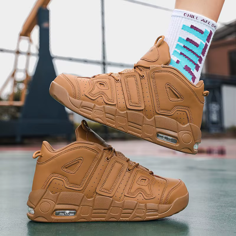 Chaussures de basket-ball en cuir à tige haute