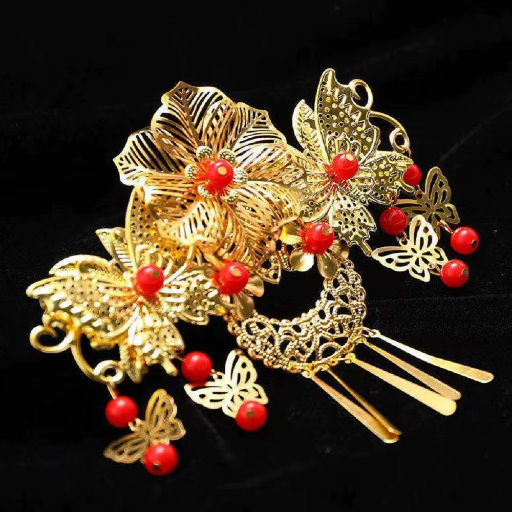 Accessoires de coiffure de mariage, accessoires photo, couronne de cheveux style papillon ancien, bâtonnet à cheveux de mariée, épingle à cheveux Hanfu, outil de conception de coiffure