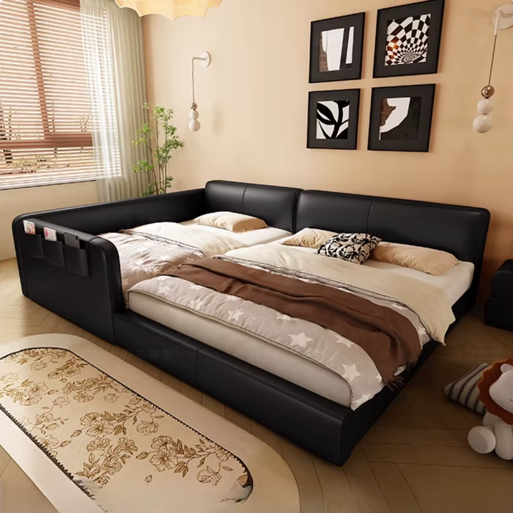 Lit De chambre moderne noir nordique pour enfants, ensemble De lit King Size pour garçons, rembourrage De couchage, meubles De maison