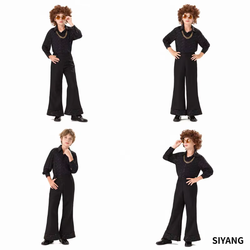 Tenue Hippie des années 70, style tribal bohème, tenue rétro disco, pantalon évasé imprimé coloré, ensemble de vêtements pour fête, festival, danse, cosplay