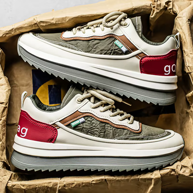 Baskets plateforme homme 2026 – Collection automne – Chaussures décontractées confortables antidérapantes en cuir souple – Idéales pour la course à pied