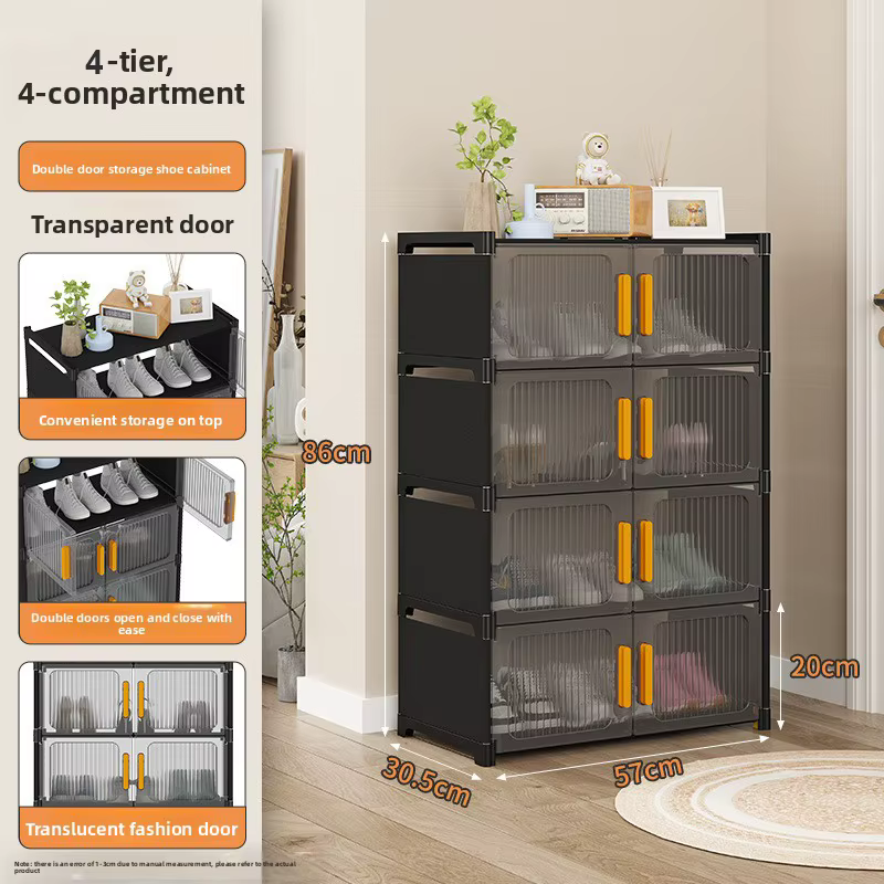 Meuble à chaussures tendance pour entrée, casier à chaussures multi-niveaux pour salon, étagères à collations, boîte de rangement pliable pour chaussures, mobilier