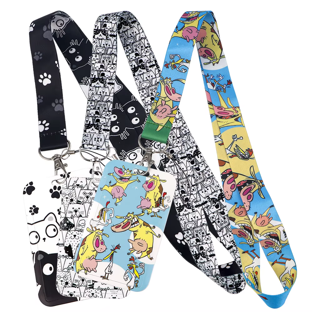 Lanière animaux Kawaii pour clés, carte d'identité, sangles de téléphone, porte-badge USB, corde de suspension DIY, lanière Lariat