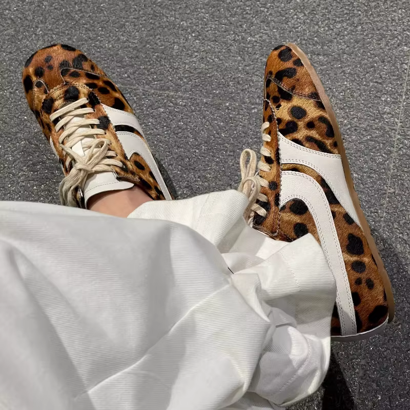 Chaussures de sport décontractées en cuir véritable pour femmes