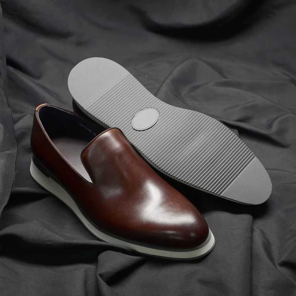 Chaussures mocassins classiques en cuir véritable pour hommes
