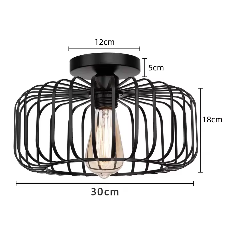 Plafonnier rétro de style industriel, salon, chambre à coucher, salle à manger, cage à oiseaux de style américain, lampe créative en fer