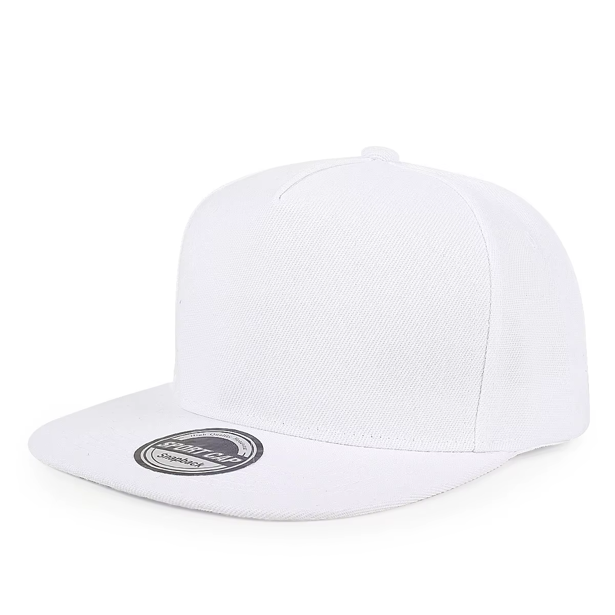 Casquette à visière plate de couleur unie à cinq panneaux avec logo imprimé personnalisé