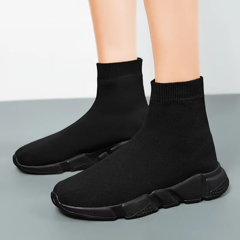 Chaussettes montantes baskets pour hommes femmes classique noir