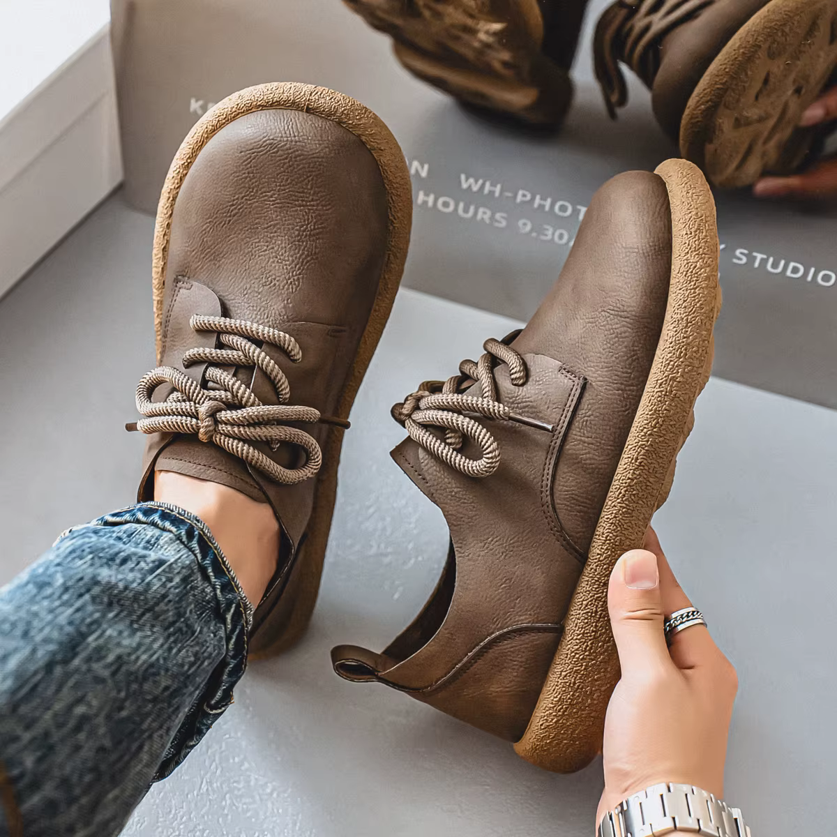Hommes grande taille rétro Style britannique chaussures en cuir PU cheville confortable pied sensation