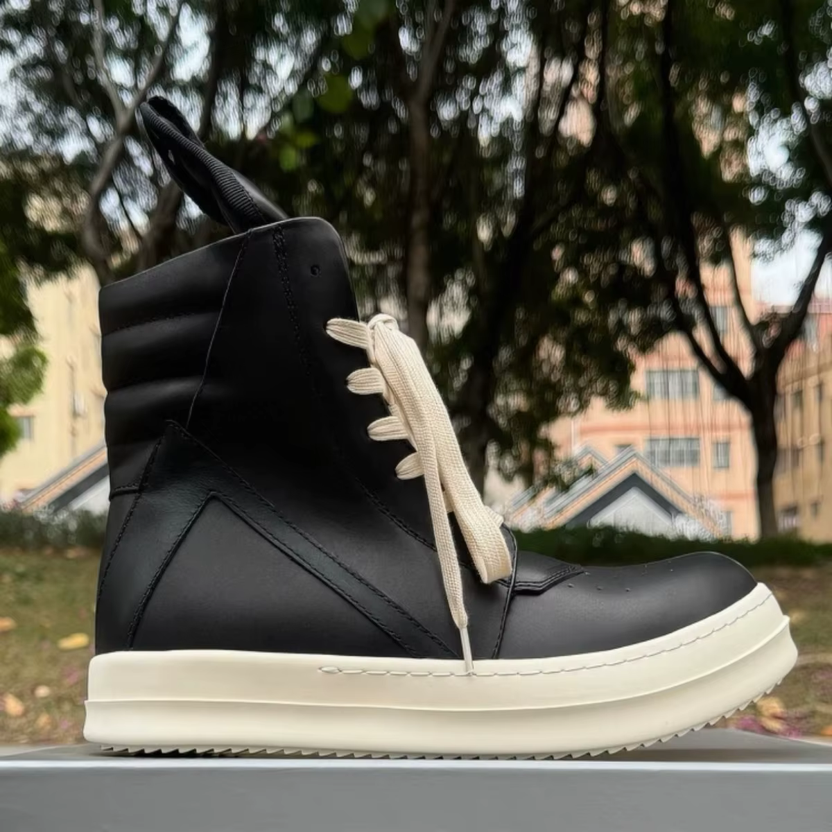R-o baskets classiques en cuir noir chaussure haute botte noire en peau de vache hommes Sneaker fermeture éclair femmes chaussures décontractées à lacets bottines