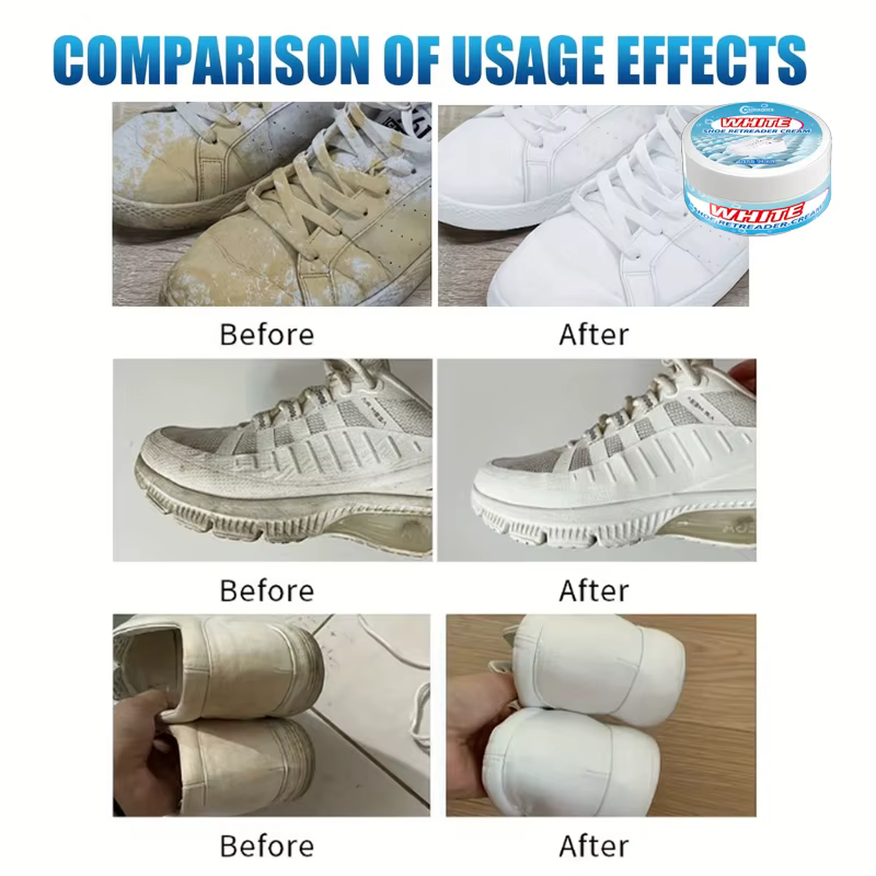 Crème Nettoyante et Rénovatrice pour Chaussures Blanches – Nettoyant et Redresseur de Brillance pour Baskets