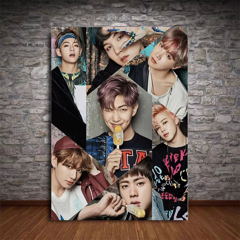 Affiche et impressions de groupe de musique coréen Kpop Boys Idol, peinture sur toile vintage, art mural de style nordique, décoration de chambre et de maison