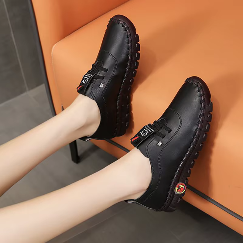 Baskets femmes chaussures mocassins à lacets en cuir plat nouveau printemps décontracté confortable maman Chaussure