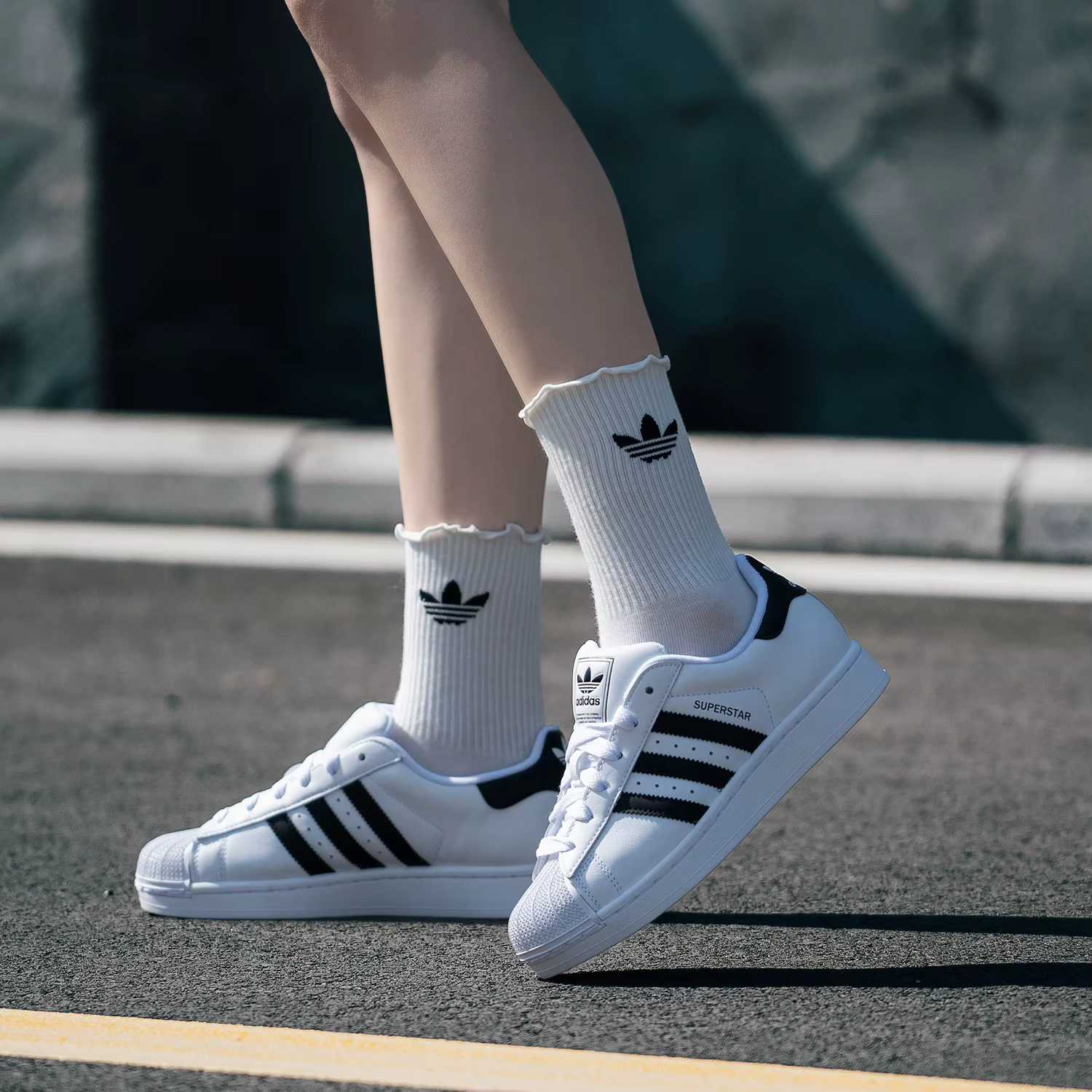 Adidas Chaussures pour hommes et femmes Trefoil Superstar Ii Sneakers Shell-Toe Retro Casual