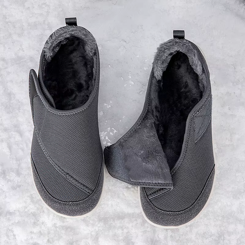 Chaussures d'hiver ouvertes à bout large doublé de fourrure pour hommes et femmes âgés, chaussures pour diabétiques, graisse des pieds gonflés, orthopédiques, Hallux Valgus, oignon