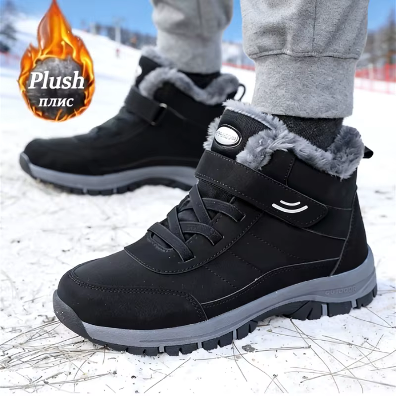 Bottes de neige pour hommes chaussures d'hiver décontractées plate-forme antidérapante bottines en fourrure chaude en