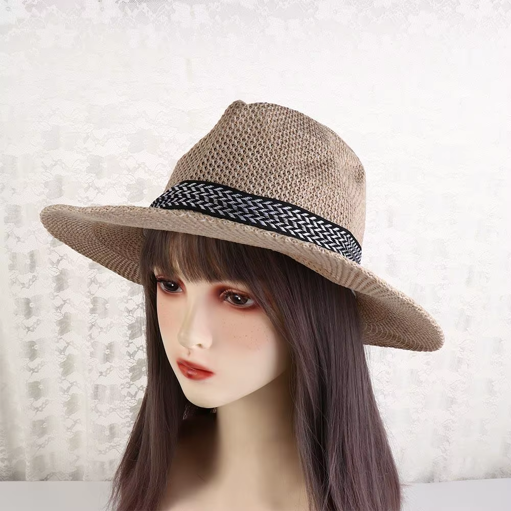 Chapeau de pêcheur tendance pour voyage, style bohème homme/femme, chapeau de soleil pour homme âgé, chapeau Panama couleur unie, chapeau de paille pour homme d'âge moyen