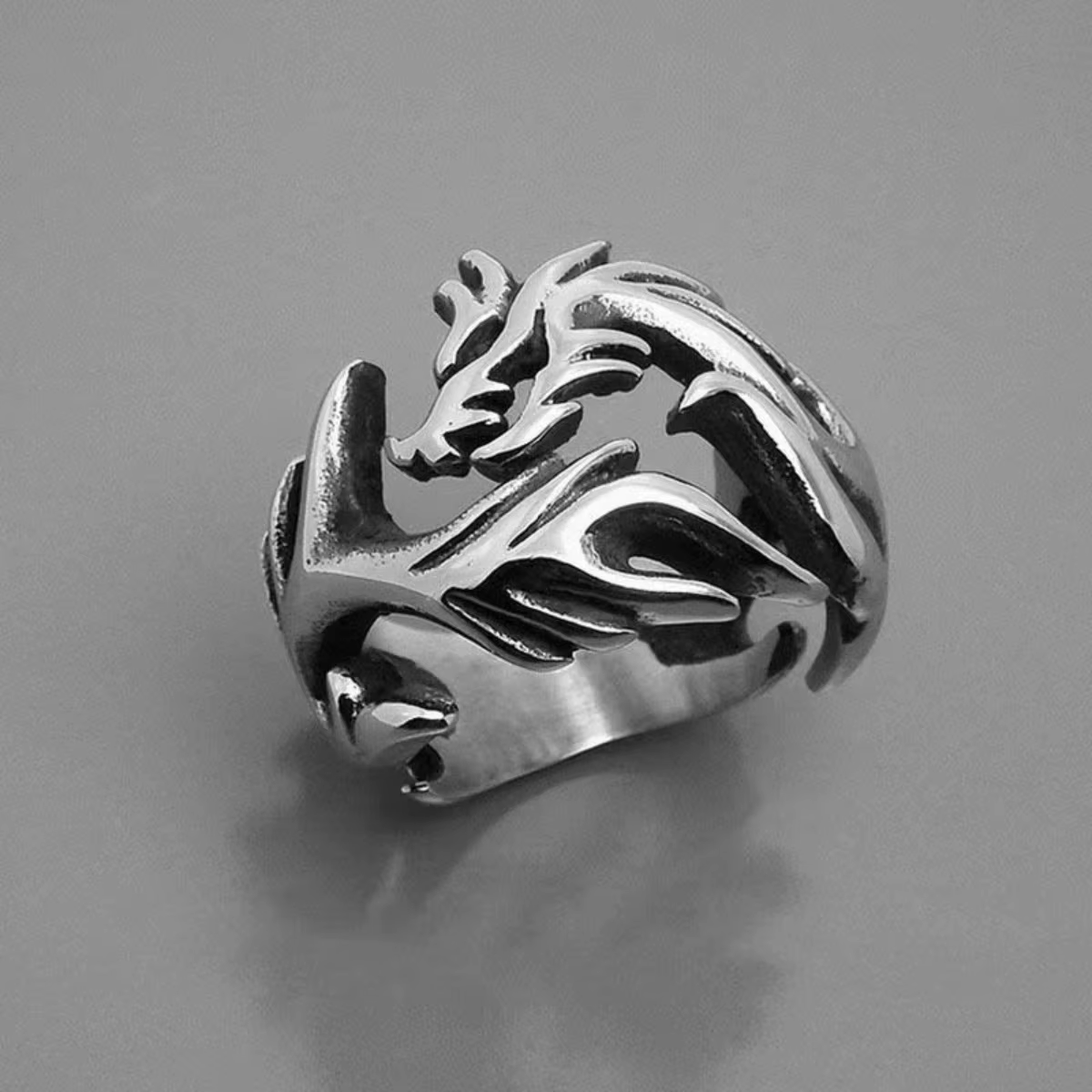 Bagues de forme irrégulière pour hommes, anneau ouvert réglable en acier inoxydable, couleur argent, bijoux Punk Vintage, cadeaux