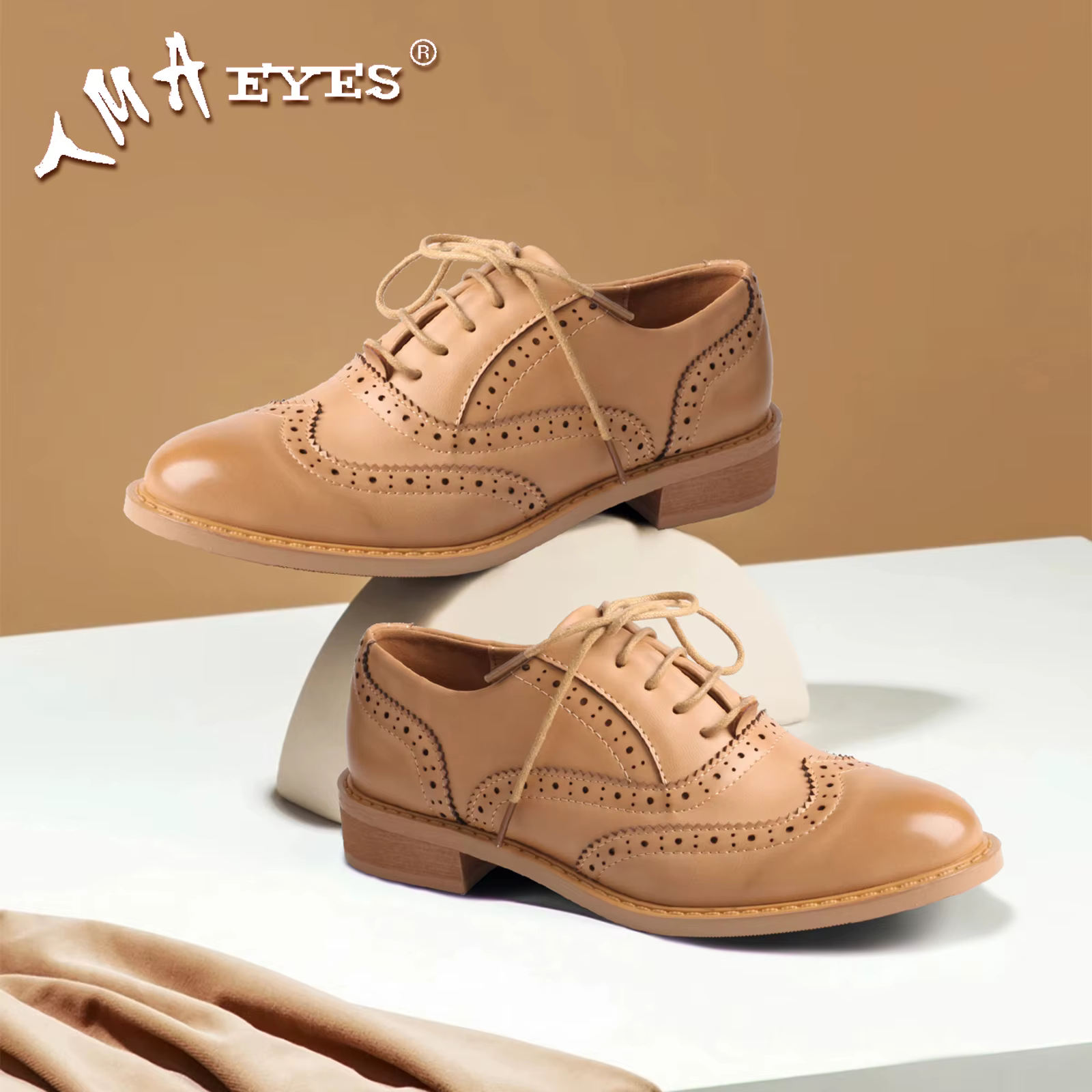 Chaussures en cuir Brogue à lacets pour femmes