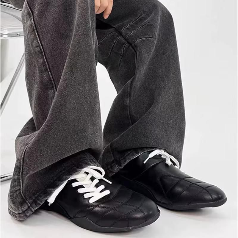 2025 femmes noir décontracté football Style baskets appartements Chic lacets chaussures de marche confortables femme formateurs de haute qualité