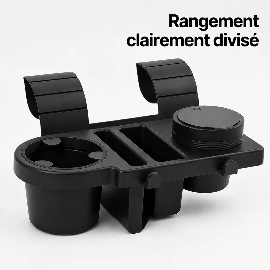 Organisateur de bord de portière de voiture avec porte-gobelet, emplacements pour téléphone, crochets pour clés et rangement divisé pour accessoires, pour l'intérieur de la voiture