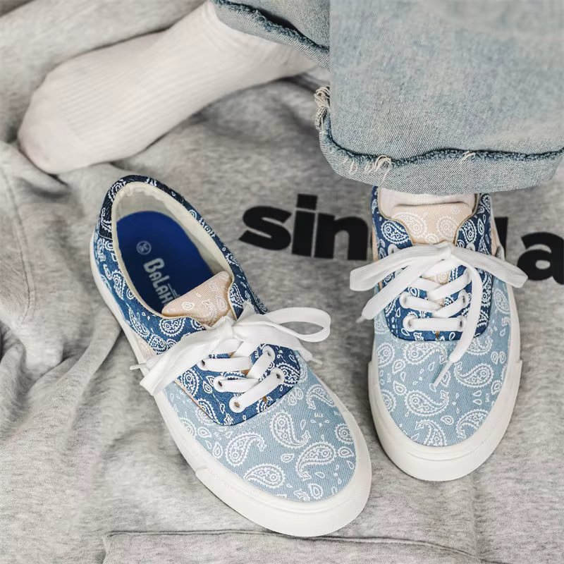 Filles bleu fleur toile baskets femme décontracté à lacets Tenis école étudiant