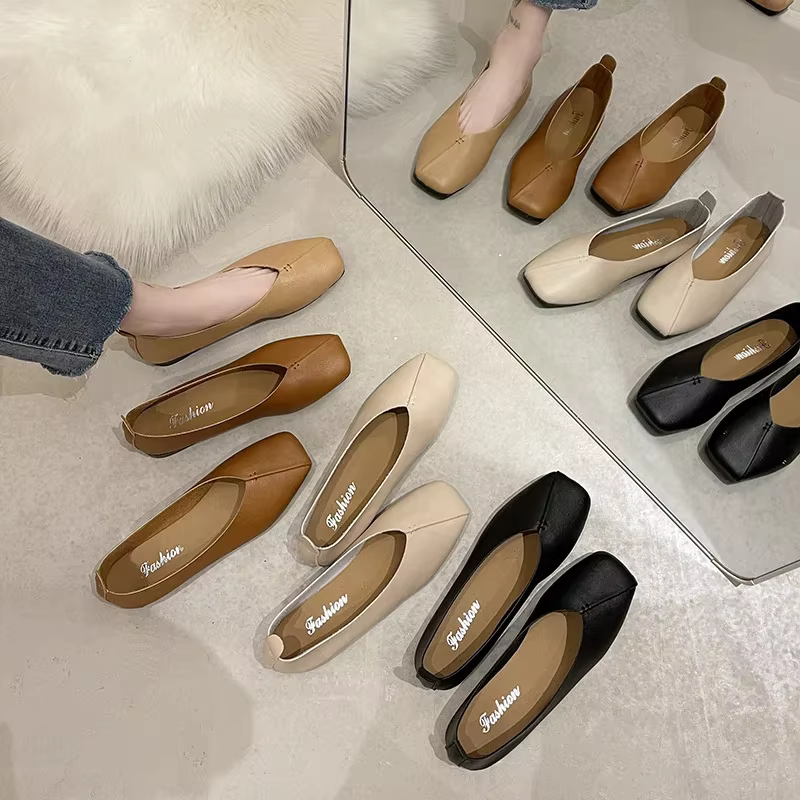 Chaussures pour femmes à tête plate à fond souple printemps automne nouveau Style chaussure de grand-mère
