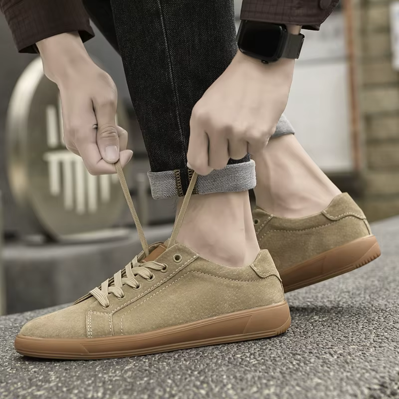 2025 en cuir véritable hommes chaussures vulcanisées mode décontracté