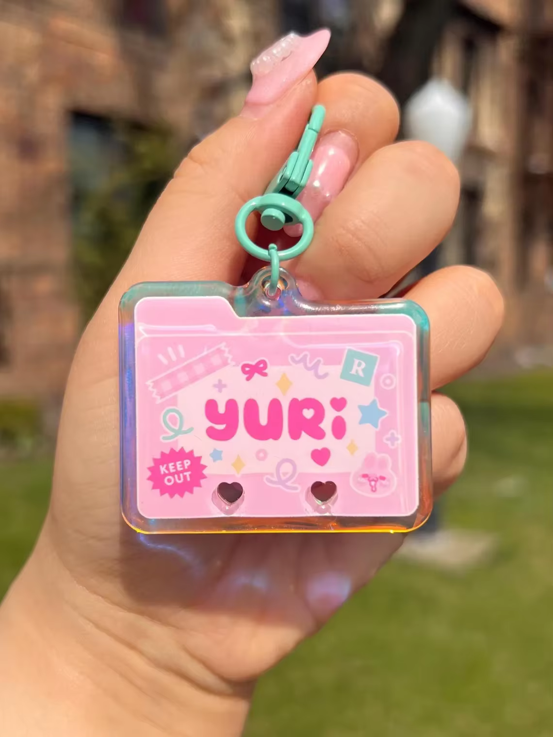 Porte-clés holographiques Kawaii avec breloques mousqueton sur le thème de l'anime, pour l'organisation et le stylisation, avec motifs Yaoi, Yuri, Couple, OTP, Ship