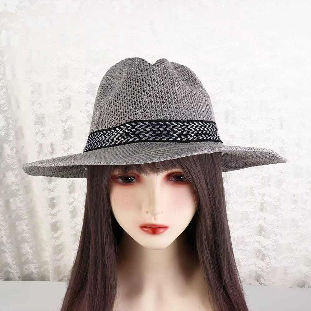 Chapeau de pêcheur tendance pour voyage, style bohème homme/femme, chapeau de soleil pour homme âgé, chapeau Panama couleur unie, chapeau de paille pour homme d'âge moyen